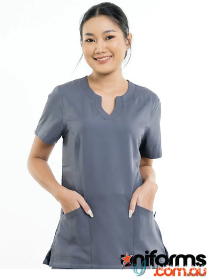 Gray Ladies Anna Scrub Top with princess seams and subtle shaping for a nice silhouette