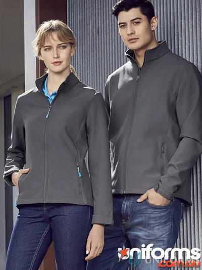 Matching gray womens apex jackets from Biz Collection Womens Ladies Apex Softshell Jacket line