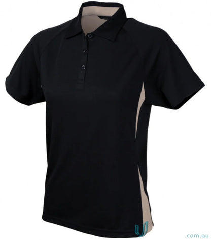 Ladies Arctic Polo black and beige short-sleeved workwear uniform shirt