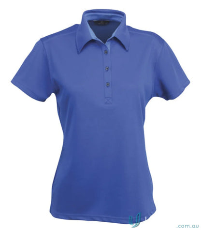 Blue short-sleeved polo shirt for ladies perfect for uniforms or workwear