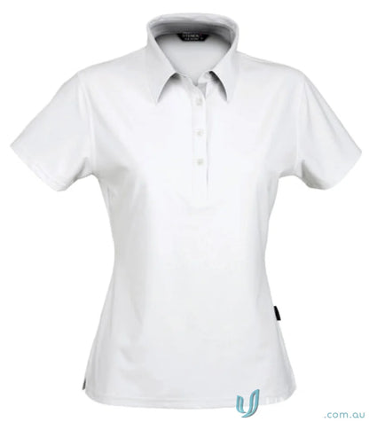 Ladies white short-sleeved polo shirt perfect for uniforms and workwear in the Ladies Argent Polo collection