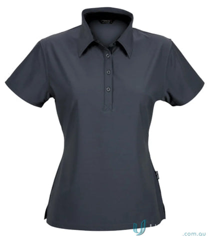 Women’s gray short-sleeved polo shirt for ladies workwear and uniforms at Ladies Argent Polo