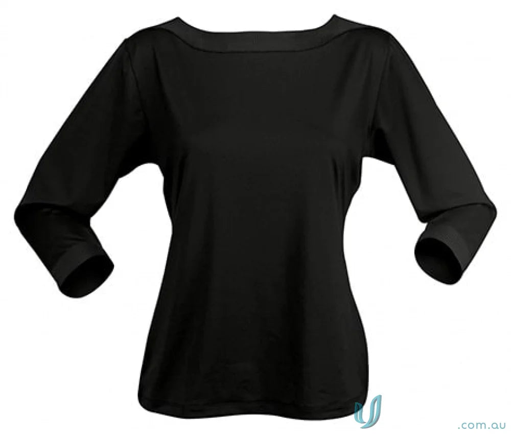 Ladies Argent Top black three-quarter sleeve workwear top perfect for uniforms and cool dry® fabrics