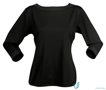 Ladies Argent Top black three-quarter sleeve workwear top perfect for uniforms and cool dry® fabrics
