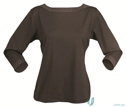 Brown Ladies Argent Top in cool dry® fabric, perfect for uniforms or workwear