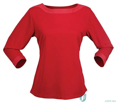 Red long-sleeved blouse from Ladies Argent Top, perfect for workwear or uniforms