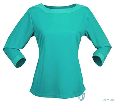 Teal long-sleeved blouse from Ladies Argent Top perfect for cool dry uniforms or workwear