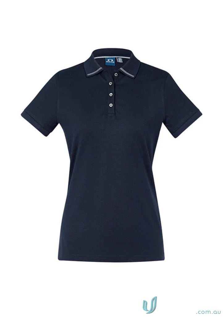 Ladies Aston Polo navy blue in cotton jersey knit from Biz Collection Ladies