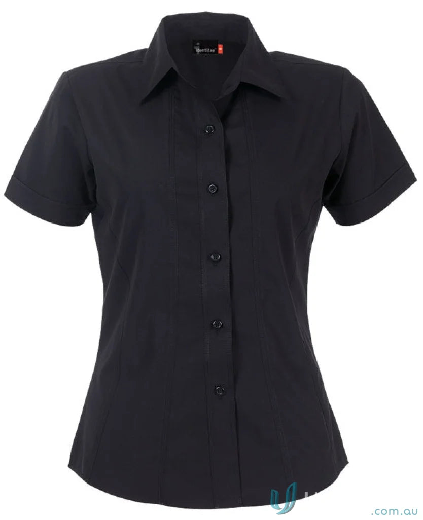 Black short-sleeved Aston SS Shirt for ladies, perfect work uniform option