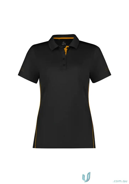 Ladies Balance Polo with Biz Cool™ Technology in black and gold for style and comfort