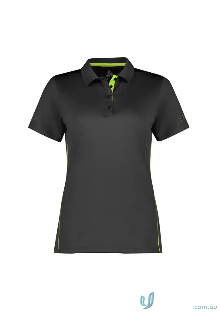 Ladies Balance Polo with biz cool™ tech in black and neon green, style p200ls