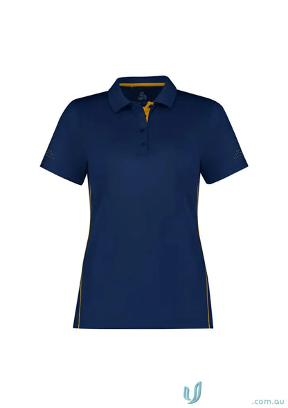 Ladies Balance Polo in navy blue with gold trim featuring Biz Cool™ technology p200ls