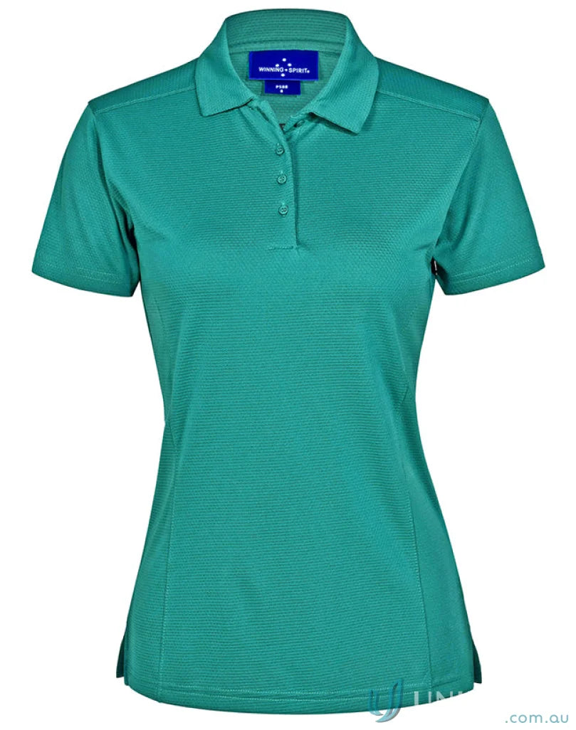 Teal women’s polo shirt made from bamboo charcoal fabric for a stylish charcoal corporate look