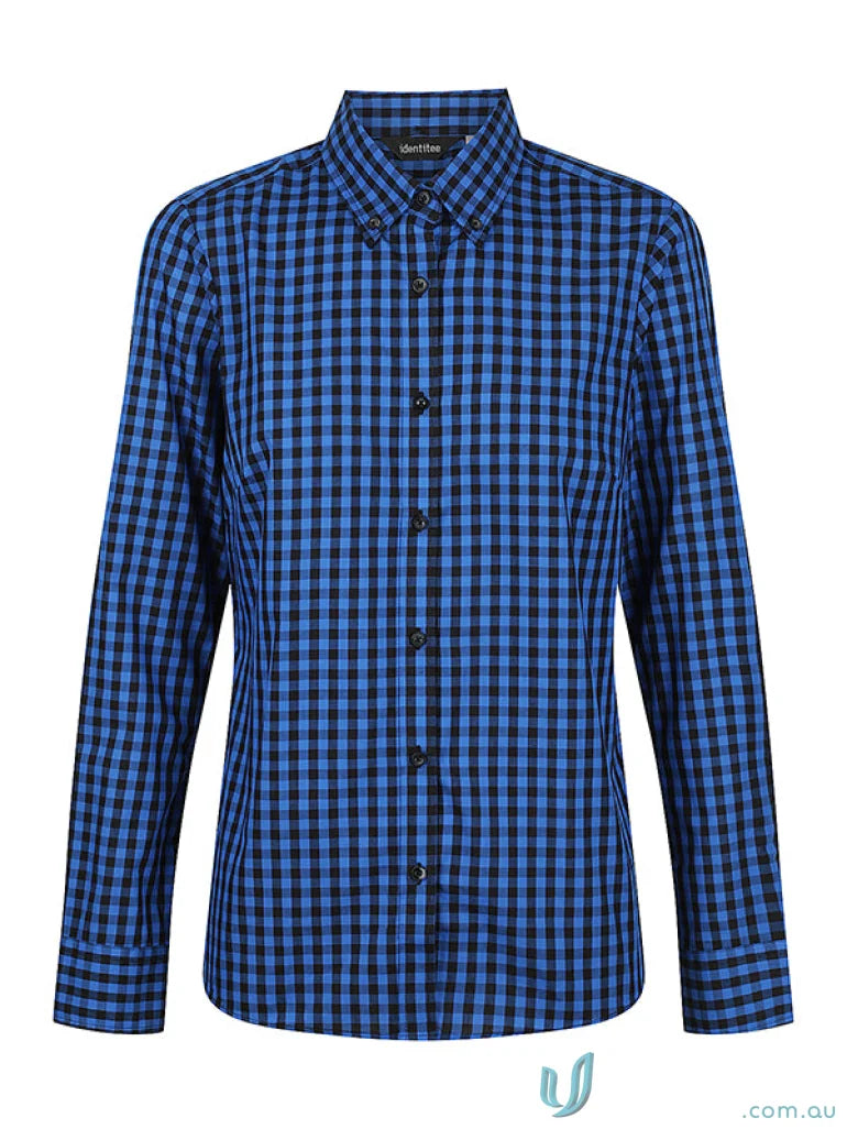 Blue and black checkered Ladies Barrett Long Sleeve Shirt for a stylish long sleeve look