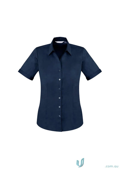 Navy blue ladies Bentleigh SS Shirt from Biz Collection Ladies, perfect for Monaco Short Sleeve style