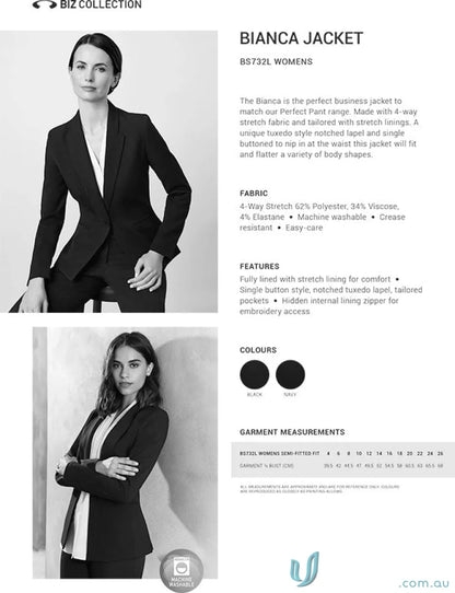 Ladies Bianca Jacket from Biz Collection Ladies bs732l, stylish women’s jacket