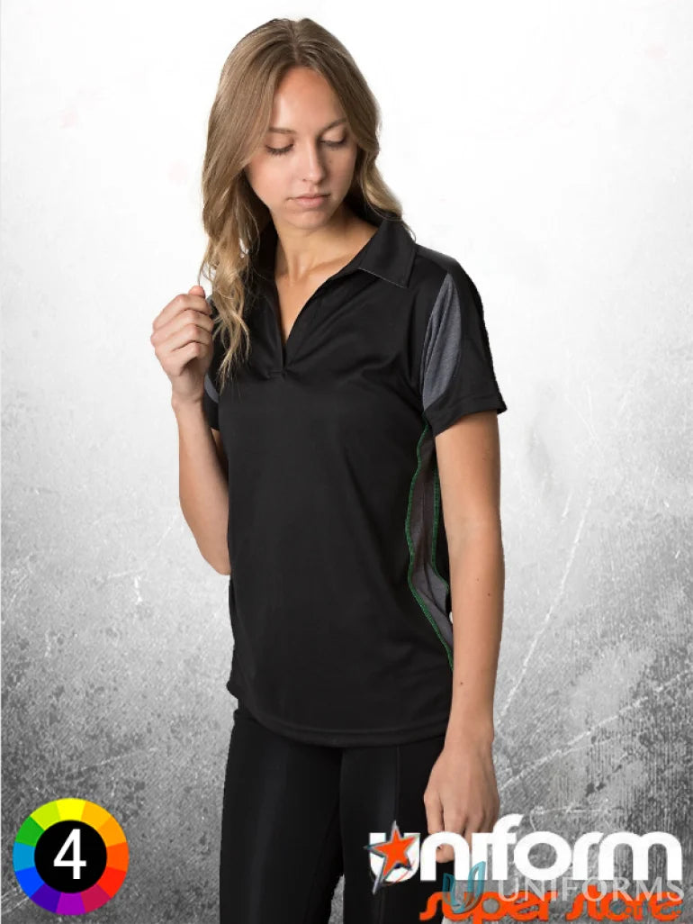 Ladies Black Kanvas Contrast Polo with aegis microbe shield and polyester cooldry fabric