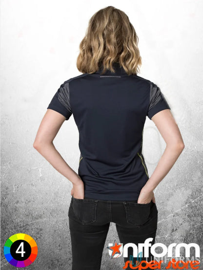 Woman’s dark polyester cooldry polo shirt with aegis microbe shield for moisture control
