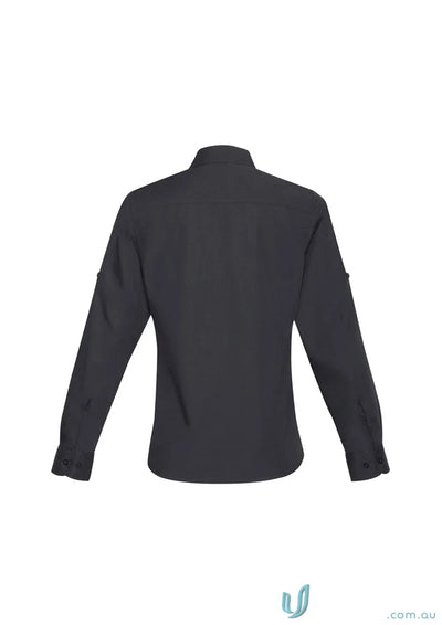 Black ladies Bondi Roll Up LS shirt, perfect for womens Bondi long sleeve style