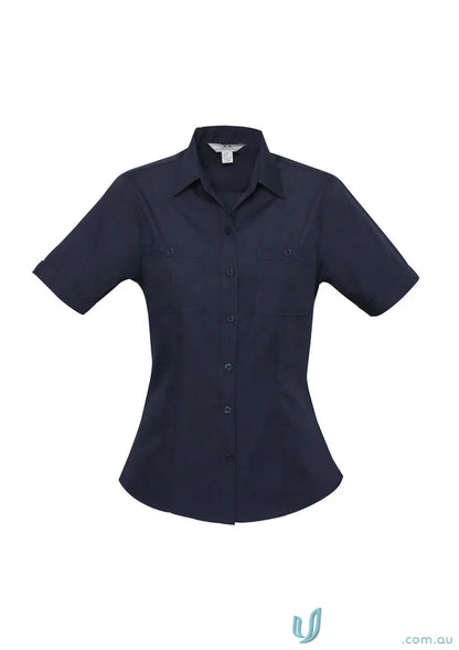 Navy blue Ladies Bondi SS Shirt from Biz Collection Ladies, perfect for women’s Bondi short style