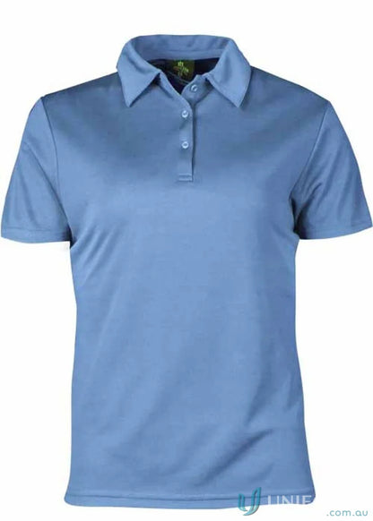 Light blue Ladies Botany Polo shirt made of comfy fabric, perfect for uniforms or workwear