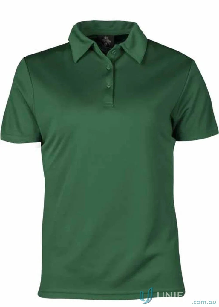 Dark green Ladies Botany Polo shirt made from comfy fabric, perfect workwear or uniforms