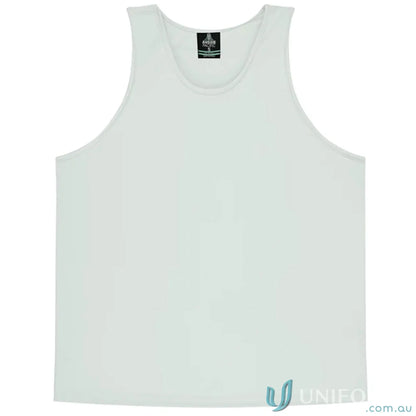 White tank top from Ladies Botany Singlet made with comfy fabric and a scoop neck style
