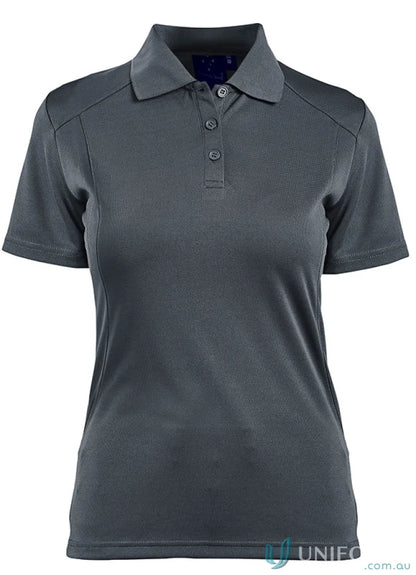 Gray ladies breathable bamboo charcoal polo shirt made with eco-friendly bamboo charcoal fabric