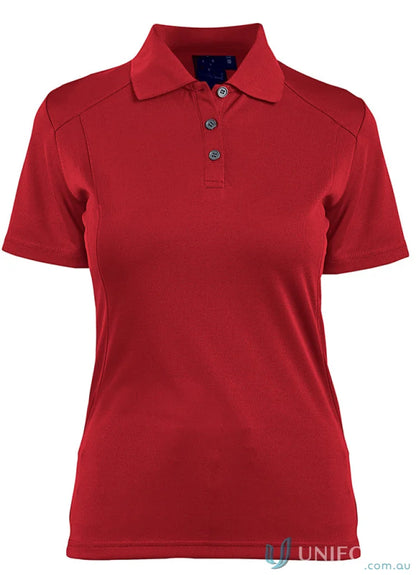 Red ladies breathable bamboo charcoal polo shirt made from eco fabric for summer style