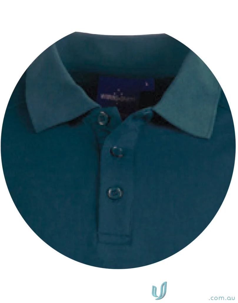 Ladies breathable bamboo charcoal polo shirt in teal, made from eco-friendly bamboo charcoal fabric