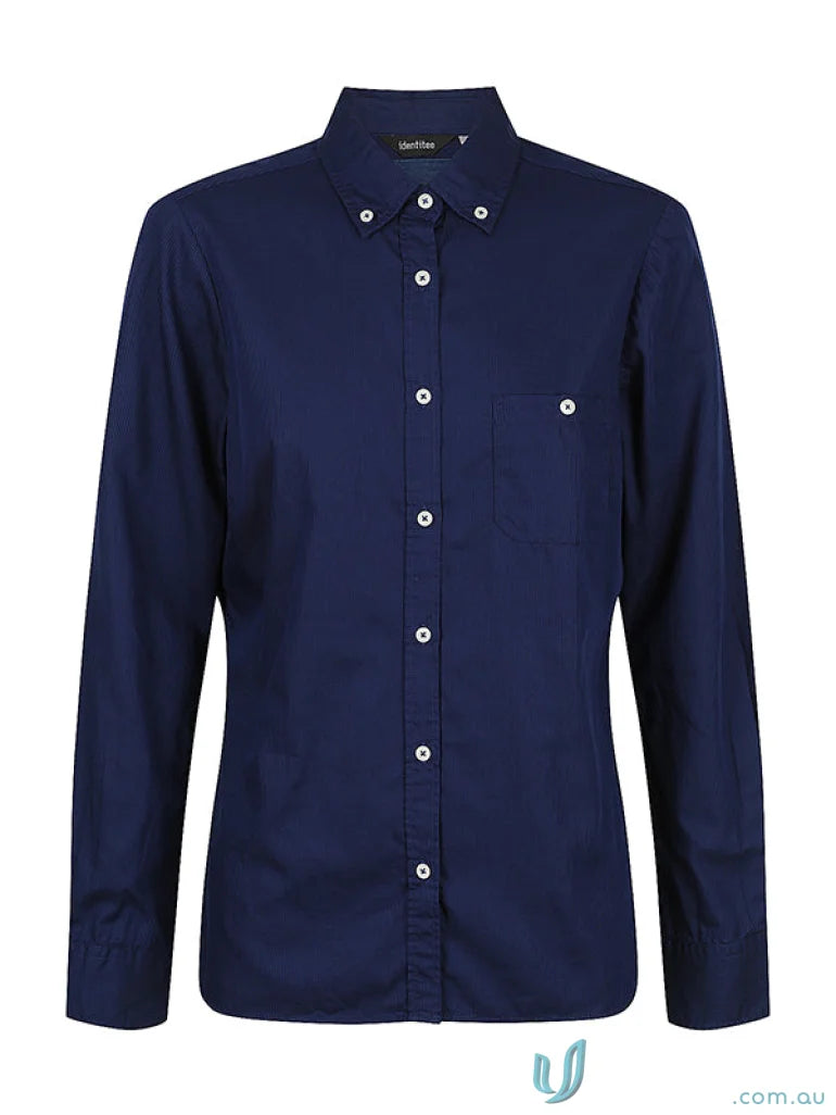 Ladies Brody long sleeve shirt in navy blue button-down style perfect for casual wear