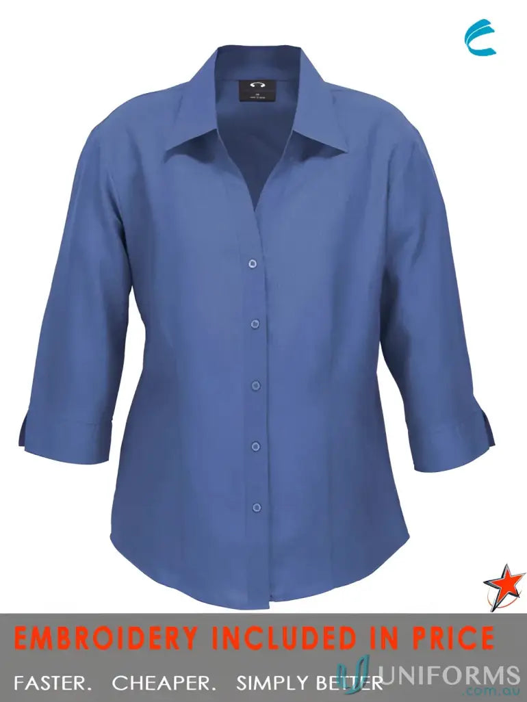 Blue Ladies Oasis 3Qtr Sleeve Shirt perfect for work uniforms and workwear
