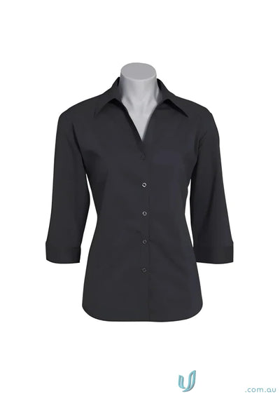 Ladies Chelsea Stretch 3Q Shirt Black three-quarter sleeve shirt for ladies metro biz collection
