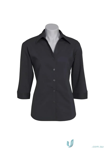 Ladies Chelsea Stretch 3Q Shirt Black three-quarter sleeve shirt for ladies metro biz collection