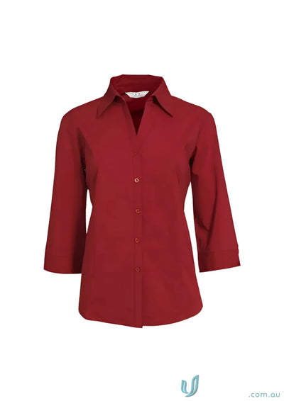 Ladies Chelsea Stretch 3Q Shirt in Maroon for ladies metro biz collection with quarter sleeves