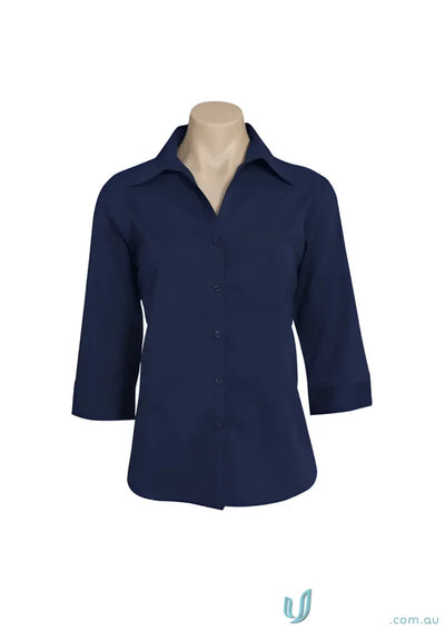 Navy blue ladies metro Chelsea stretch 3Q sleeve shirt from Biz Collection