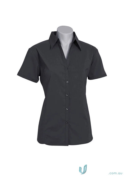 Gray short-sleeved stretch SS shirt from Biz Collection Ladies for women’s metro style