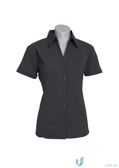 Gray short-sleeved stretch SS shirt from Biz Collection Ladies for women’s metro style