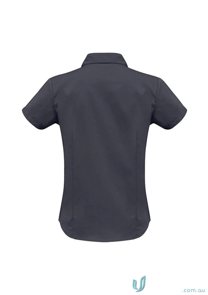 Women’s metro biz collection ladies dark gray stretch ss shirt for casual or office wear