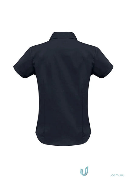 Women’s metro dark short-sleeved collared stretch SS shirt from Biz Collection Ladies Biz Collection