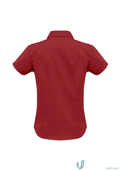 Women’s metro maroon stretch SS shirt from Biz Collection Ladies Chelsea collection