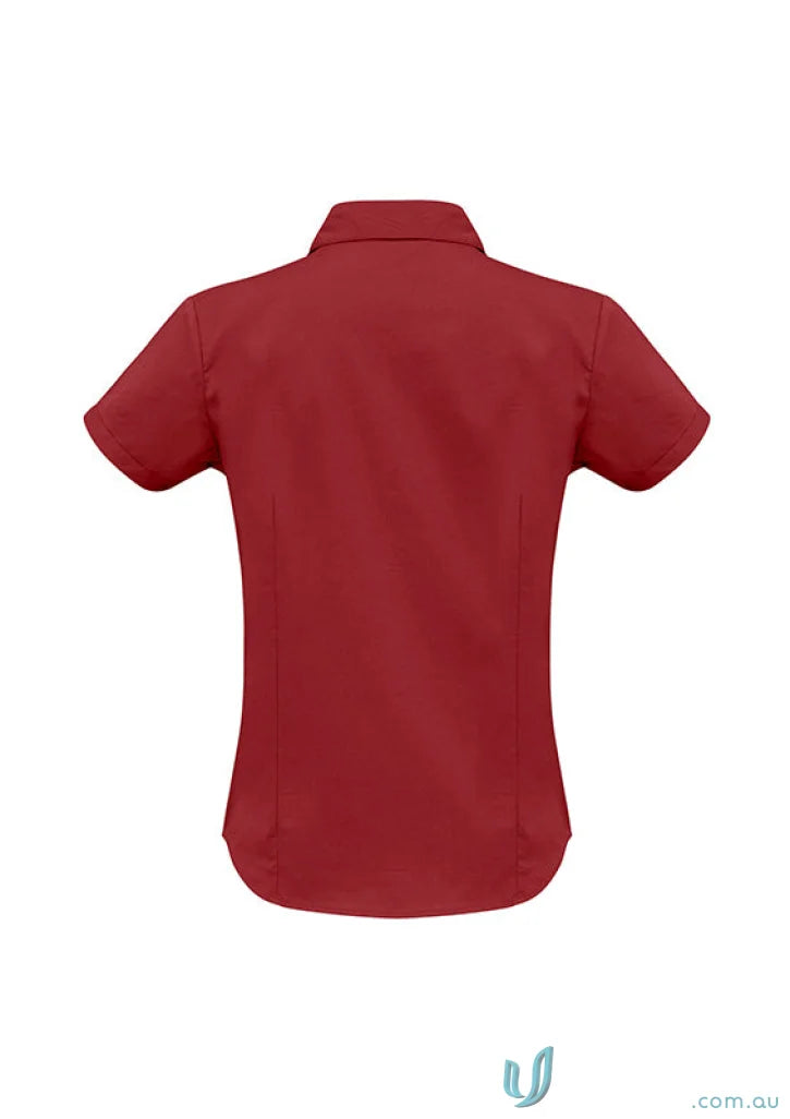 Women’s metro maroon stretch SS shirt from Biz Collection Ladies Chelsea collection