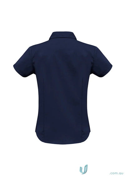 Women’s metro Navy blue stretch SS shirt from Biz Collection Ladies Chelsea Shop