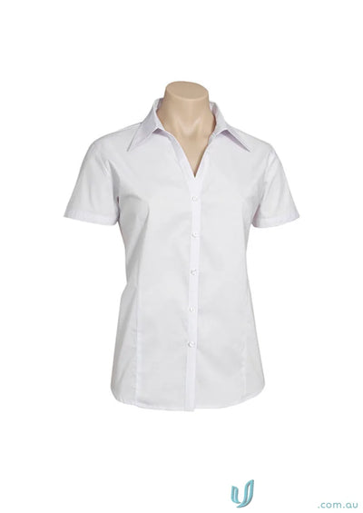 White short-sleeved collared stretch SS shirt from Ladies Chelsea Stretch SS Shirt collection