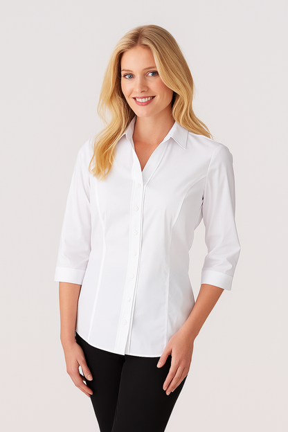 Ladies City Stretch Classic 3Qtr Slv - White / W(06) - SHIRTS