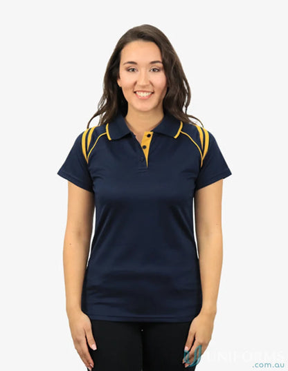 Ladies Cobra SS Polo in navy and gold with cooldry moisture management tech