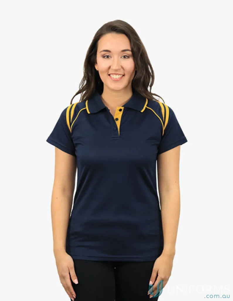 Ladies Cobra SS Polo in navy and gold with cooldry moisture management tech