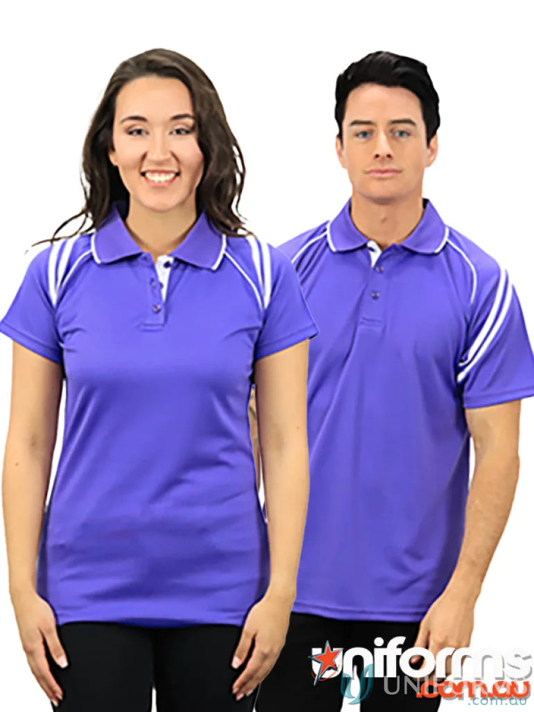 Matching purple Ladies Cobra SS Polo shirts with cooldry moisture management tech