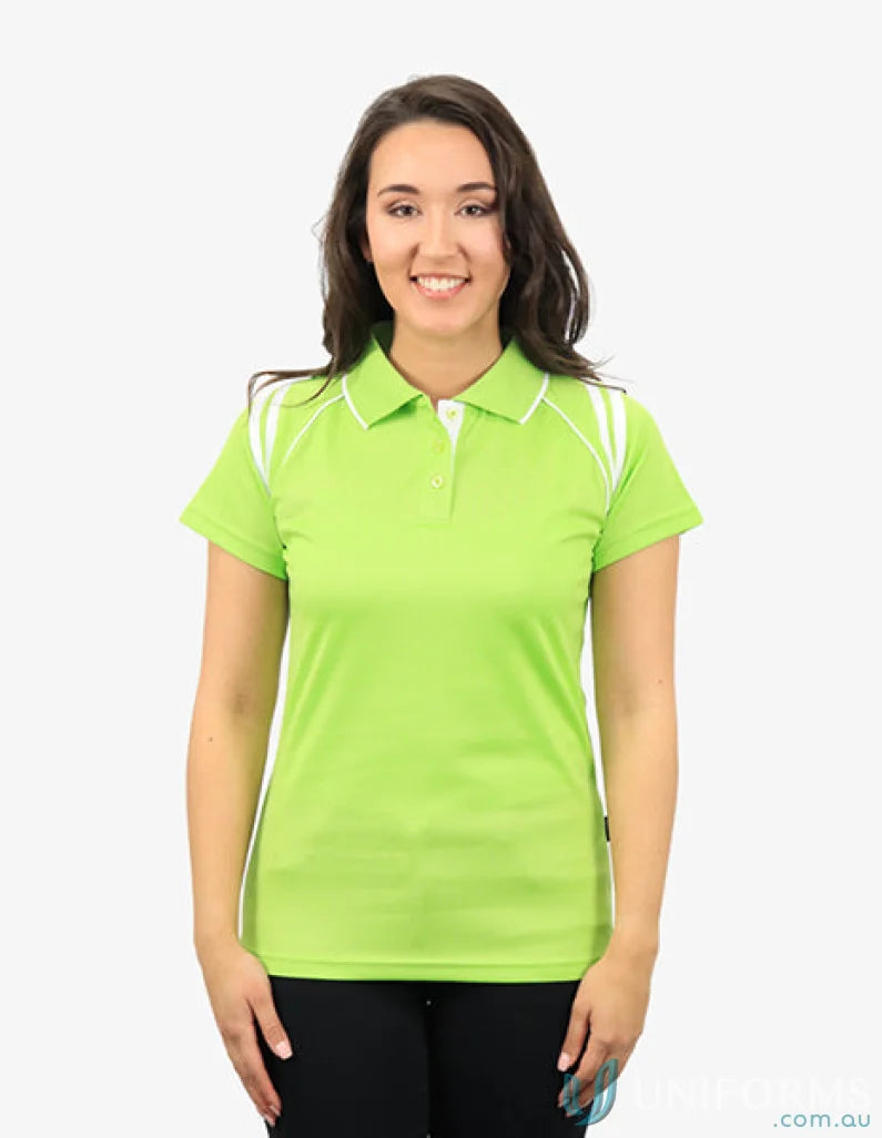 Woman in a Ladies Cobra SS Polo with cooldry moisture management technology