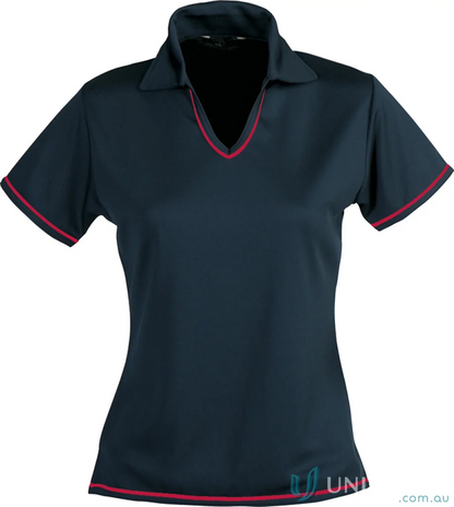 Ladies Cool Dry Polo shirt with red trim, perfect for uniforms and workwear